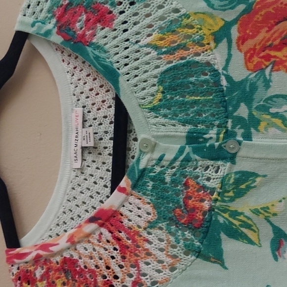 ISAAC MIZRAHI LIVE Floral Long Sleeve Button Down Sweater - Picture 4 of 10